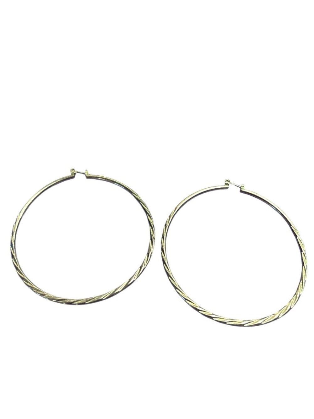 Silvertone Textured Hoop Earrings 2.25 inches